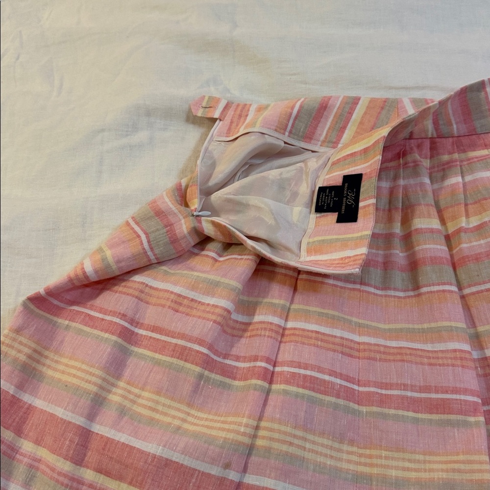 Perfect pink and peach Brooks Brothers linen skirt, womens size 2 - Picture 5 of 11
